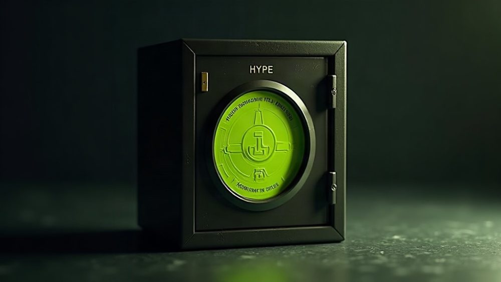 Token HYPE entrando en una bóveda institucional junto a otros criptoactivos