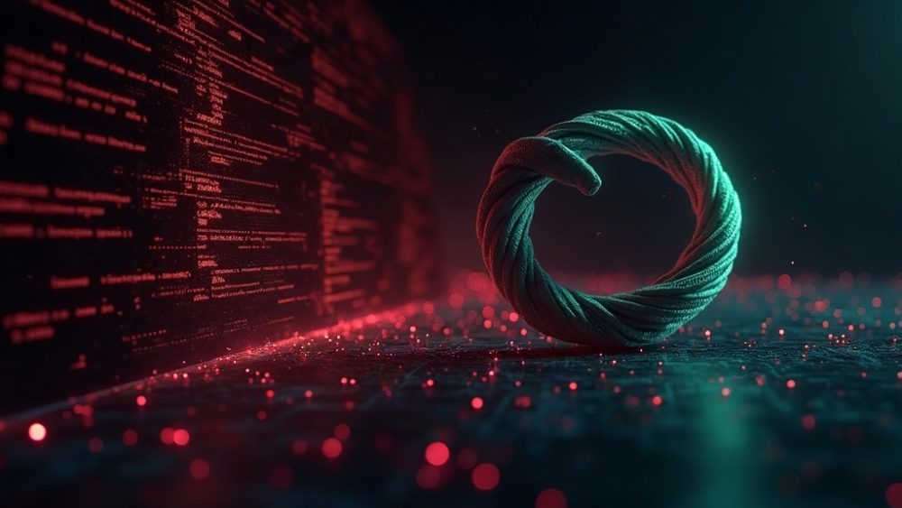 Candado roto y pantalla con código malicioso representando el malware Sality